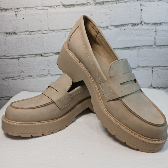 WOMENS MADDEN GIRL SUEDE PLATFORM PENNY LOAFERS CREAM COLOR NWOT SIZE 10 - Picture 9 of 9